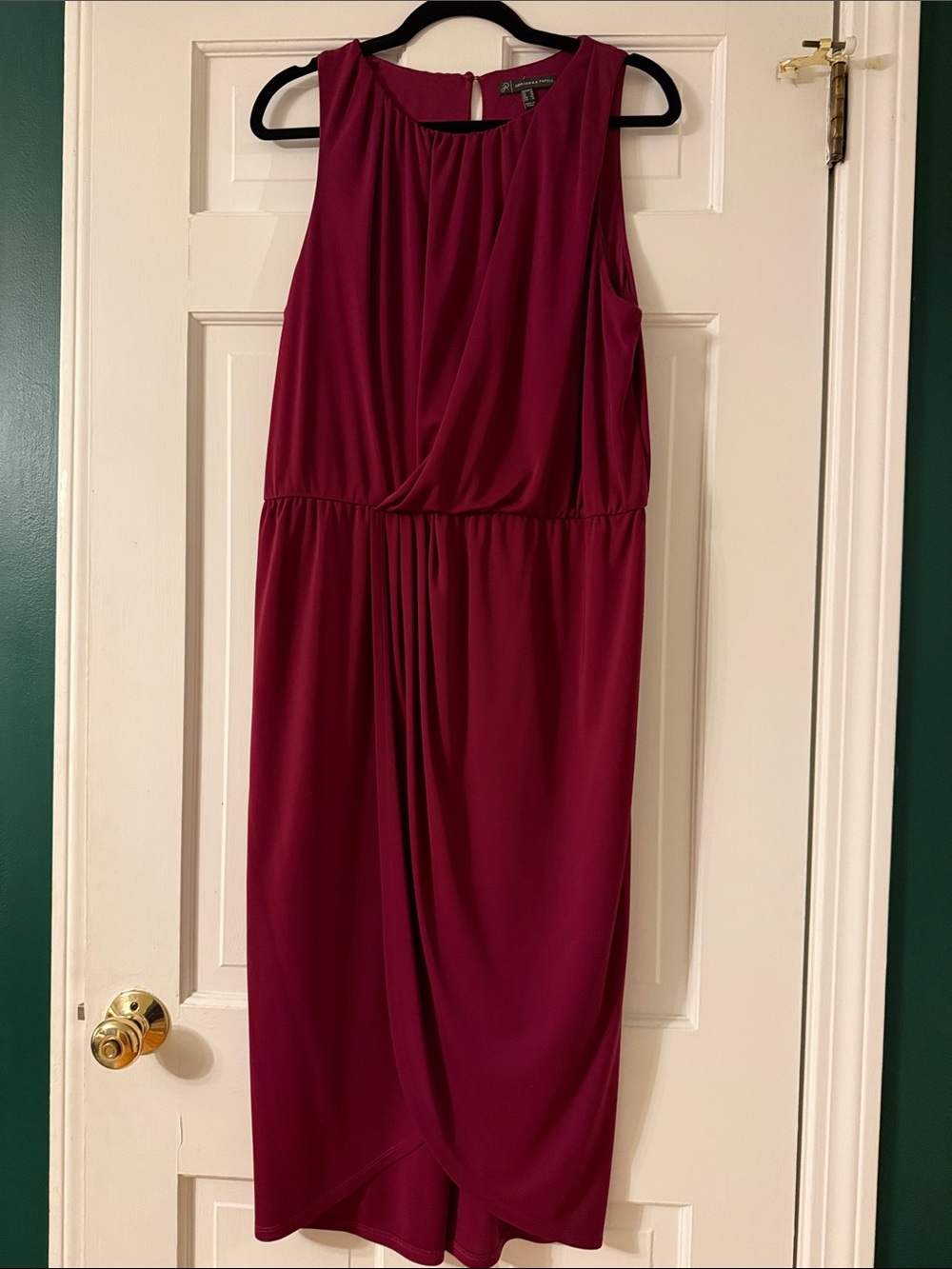 Adrianna Papell Sleeveless Draped Midi Dress - Burgundy